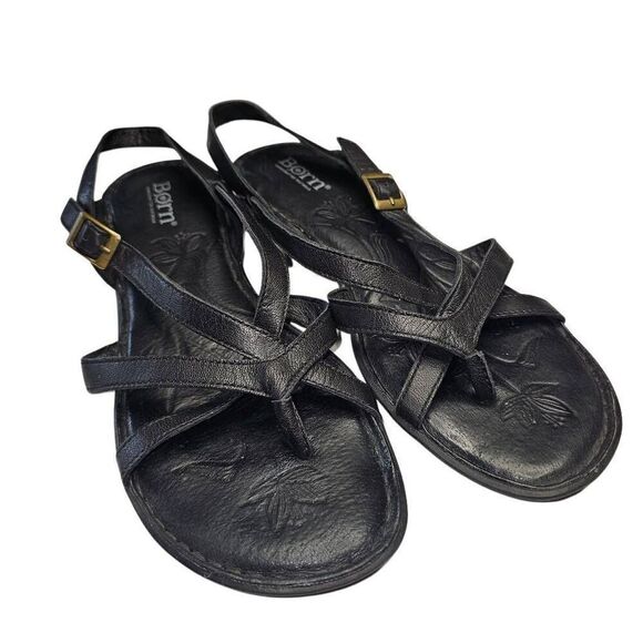 Børn Valmar Black Leather Sandals Strapy Classic Size 8 - Picture 1 of 11